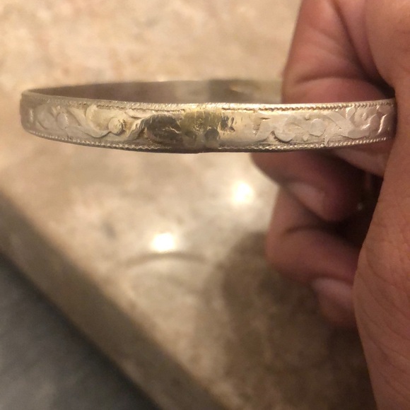 Vintage Taxco Mexico Sterling Silver Leaf Bangle Bracelet - Picture 6 of 6
